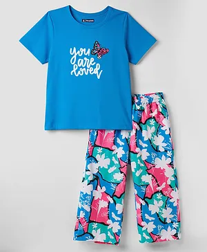 Pine Kids Cotton Knit Half Sleeves
                              Butterfly Printed T-Shirt & Pyjama
                              Night Suit - Blue