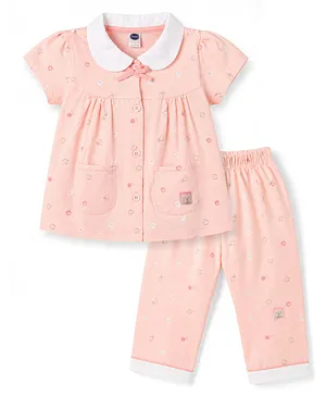 Teddy Sinker Knit Half Sleeves Bunny
                              Printed Co-Ords Top & Pyjama Night
                              Suit Set - Pink