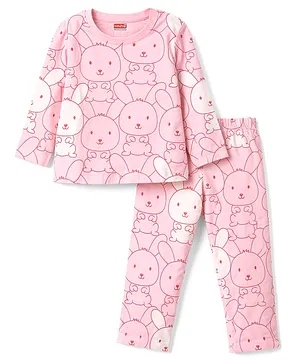 Babyhug Cotton Knit Half Sleeves
                              Bunny Printed Co-Ords T-Shirt & Pyjama
                              Night Suit - Pink