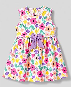 Babyhug 100% Cotton Woven One Piece Dress Floral Print White 3-6 Months