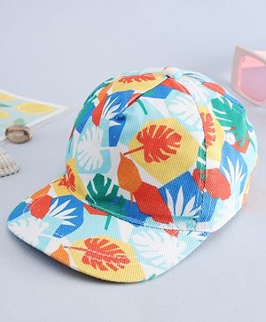 Babyhug Twill 100% Cotton Woven Baseball Cap With Tropical Print Multicolor - Diameter 19 cm