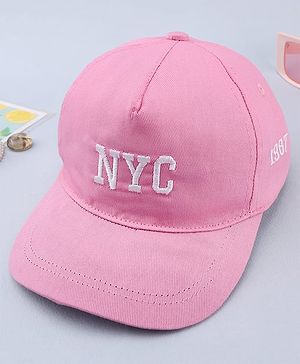 Babyhug Twill 100% Cotton Woven Baseball Cap With Text Embroidery Pink- Diameter 19.5 cm
