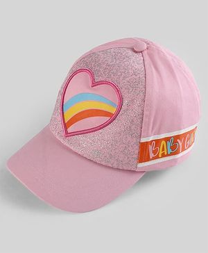 Pine Kids Woven Baseball Cap Heart Design Pink - Diameter 15.5 cm