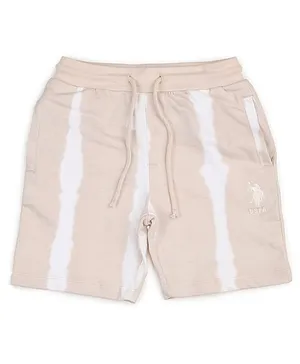 U.S. Polo Assn. Kids Cotton Knit Striped Shorts - Beige