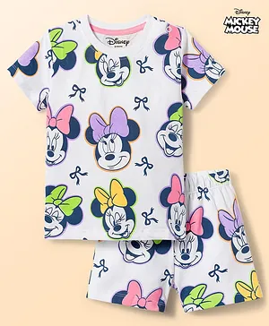 Babyhug Disney Single Jersey Knit
                              Half Sleeves T-Shirt & Shorts Co-ords
                              Night Suit with Minnie Mouse Graphics -
                              White
