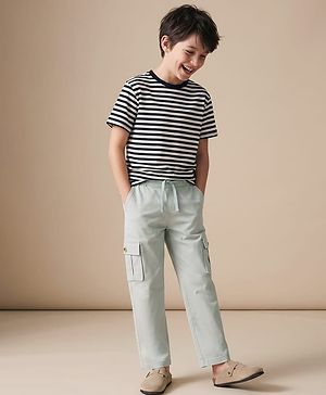 Pine Kids Cotton Elastane Woven Full Length Cargo Pocket Trousers Pant - Grey