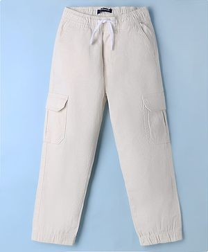 Pine Kids Cotton Elastane Woven Full Length Trouser In Khaki
