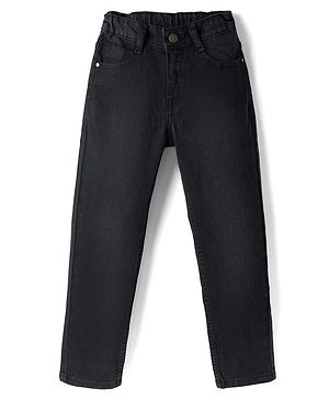 Pine Kids Denim Woven Full Length Solid Colour Jeans - Black