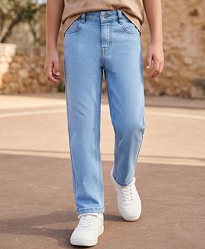 Pine Kids Denim Woven Full Length Washed Jeans - Blue