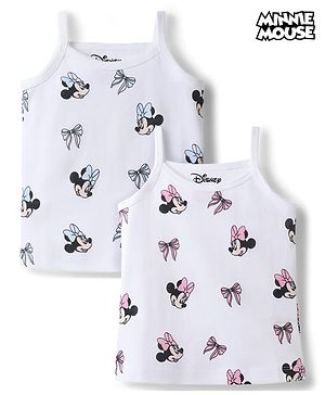 Babyhug Disney Single Jersey Knit Sleeveless Slips With Minnie Mouse Graphics Pack of 2 - White