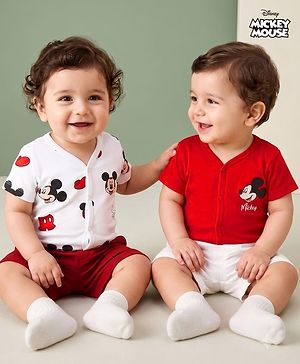 Babyhug Disney Interlock Knit Half Sleeves Jhablas with Mickey Mouse Graphics Pack of 2 - Multicolor