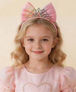 Babyhug Bow and Tiara Applique Hair Band- Pink