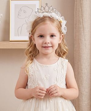 Pine Kids Hair Bands with Tiara applique Free Size - Light Yellow