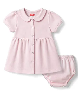 Babyhug Cotton Knit Frocks with
                                  Bloomer Half Sleeves Peter Pan Collar
                                  Pink New Born