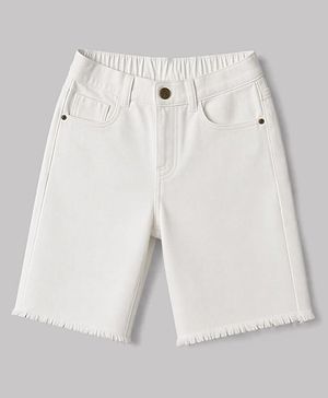 Pine Kids Denim Woven Above Knee Length Shorts -  White