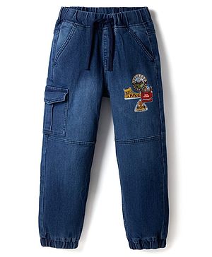 Pine Kids Denim Woven Full Length Jeans With Text Print - Blue