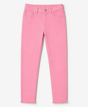 Pine Kids Denim Woven Ankle Length Solid Jeggings - Pink