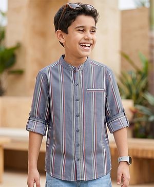 Pine Kids Cotton Woven Full Sleeves Striped Shirt - Multicolor