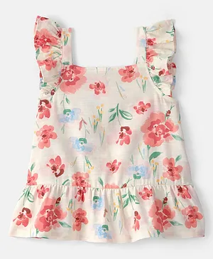Carter's Cotton Woven Peplum Top Floral Beige 4-5 Years