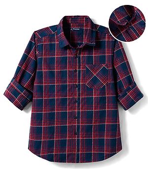Pine Kids 100% Cotton Woven Full Sleeves Checked Shirt - Multicolor