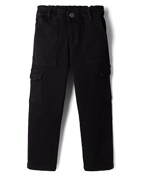Pine Kids Denim Woven Full Length Jeans With Cargo Pockets - Black