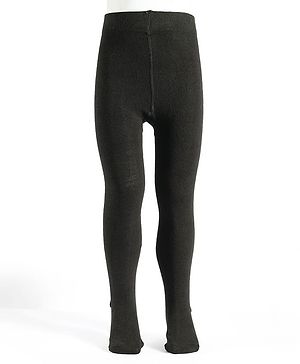 Pine Kids Cotton Knit Solid Color Footed Tights - Black