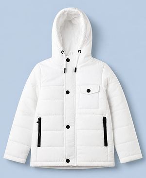 Pine Kids Woven Hoodies with Full Sleeves in White for 4-5 Years