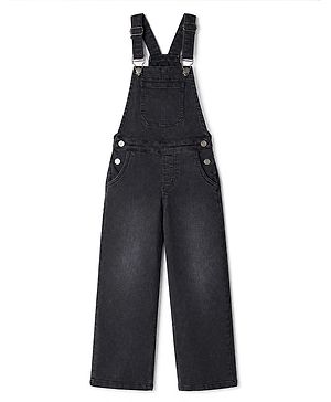 Pine Kids 100% Cotton Woven Full Length Dungarees in Black for 4-5 Years