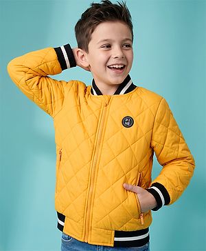 Pine Kids Woven Jacket with Full Sleeves in Golden for 4-5 Years