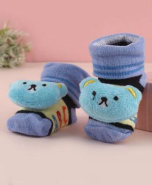 Cute Walk by Babyhug Socks With Large Bear Applique - Blue