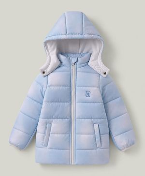 Pine Kids Woven Hooded Jacket with Full Sleeves - Blue