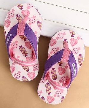 Cute Walk by Babyhug Back Strap Closure Flip Flops With Toffy Print - Pink