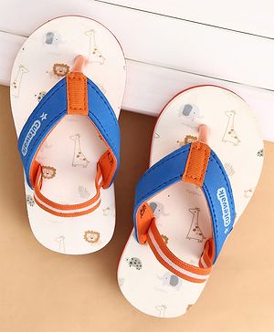 Cute Walk by Babyhug Back Strap Closure Animals Printed Flip Flops - White