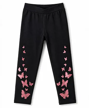 Pine Kids
                              Cotton Lycra Knit Full Length Butterfly
                              Glitter Printed Leggings - Black