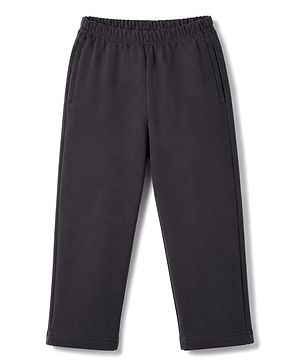Babyhug Velour Knit Full Length Solid Pant - Black