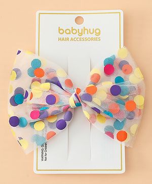 Babyhug Free Size Polka Dots Printed Bow & Butterfly Hair Clips -Multicolor