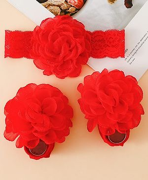 Bonfino Free Size Hair Accessories Combo Sets  - Red