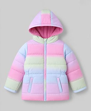 Pine Kids Woven Hooded Jacket with Full Sleeves - Pink