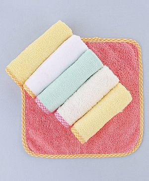 Babyhug Terry Woven Hand & Face Towel Pack of 6 L 25 X B 25 cm - Multicolor