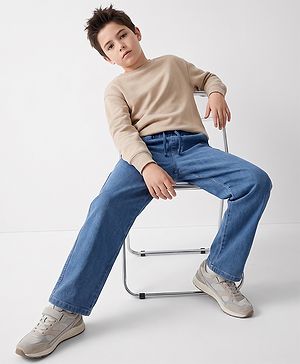Pine Kids Cotton Denim Woven Jeans Solid - Blue