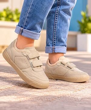 Pine Kids Velcro Closure Solid Casual Shoes - Beige