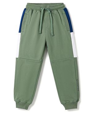 Pine Kids Knit Full Length Cut N Sew Text Printed Lounge Pant - Olive Green