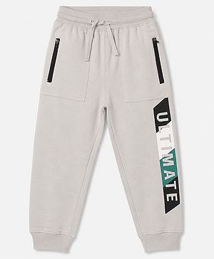 Pine Kids Knit Full Length Text Printed Lounge Pant - Grey