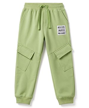 Pine Kids Knit Full Length Cut N Sew Lounge Pant With Patch & Pockets - Olive Green
