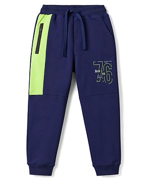 Pine Kids Knit Full Length Cut N Sew Text Printed Lounge Pant - Navy Blue