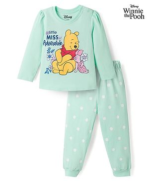 Babyhug Disney 100% Cotton Knit Full Sleeves T-Shirt & Pyjama Night Suit - Light Blue
