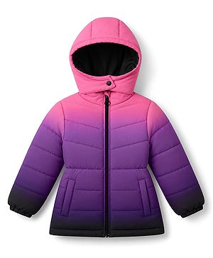 Pine Kids Woven Full Sleeves Padded Hooded Winter Jacket - Purple