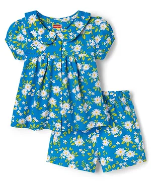 Babyhug Cotton Knit Half Sleeves
                              Floral Printed Co-Ords Top & Shorts
                              Night Suit - Blue