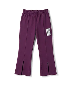 Pine Kids Knit Full Length Text
                              Printed Flared Lounge Pant - Plum