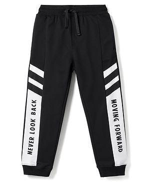 Pine Kids Knit Full Length Text Printed Lounge Pant - Black